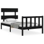 Estructura de cama con cabecero madera maciza negro 100x200 cm de vidaXL, Camas y somieres - Ref: Foro24-3193265, Precio: 129...