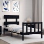 Estructura de cama con cabecero madera maciza negro 100x200 cm de vidaXL, Camas y somieres - Ref: Foro24-3193265, Precio: 129...