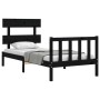Estructura de cama con cabecero madera maciza negro 100x200 cm de vidaXL, Camas y somieres - Ref: Foro24-3193265, Precio: 129...