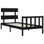 Estructura de cama con cabecero madera maciza negro 100x200 cm de vidaXL, Camas y somieres - Ref: Foro24-3193265, Precio: 129...