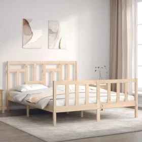 Estructura de cama con cabecero madera maciza 160x200 cm de vidaXL, Camas y somieres - Ref: Foro24-3193151, Precio: 133,58 €,...