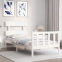 Estructura de cama con cabecero madera maciza blanco 90x200 cm de vidaXL, Camas y somieres - Ref: Foro24-3193257, Precio: 92,...