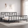 Estructura de cama con cabecero madera maciza gris 200x200 cm de vidaXL, Camas y somieres - Ref: Foro24-3193163, Precio: 168,...
