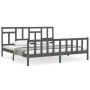 Estructura de cama con cabecero madera maciza gris 200x200 cm de vidaXL, Camas y somieres - Ref: Foro24-3193163, Precio: 168,...