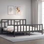 Estructura de cama con cabecero madera maciza gris 200x200 cm de vidaXL, Camas y somieres - Ref: Foro24-3193163, Precio: 168,...