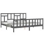 Estructura de cama con cabecero madera maciza gris 200x200 cm de vidaXL, Camas y somieres - Ref: Foro24-3193163, Precio: 168,...