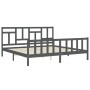 Estructura de cama con cabecero madera maciza gris 200x200 cm de vidaXL, Camas y somieres - Ref: Foro24-3193163, Precio: 168,...