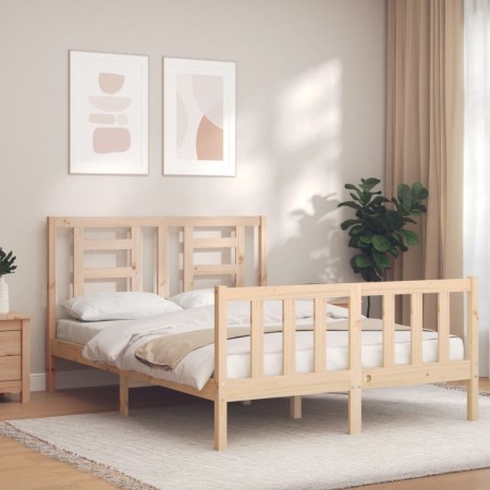 Estructura de cama con cabecero madera maciza 140x190 cm de vidaXL, Camas y somieres - Ref: Foro24-3192861, Precio: 127,51 €,...