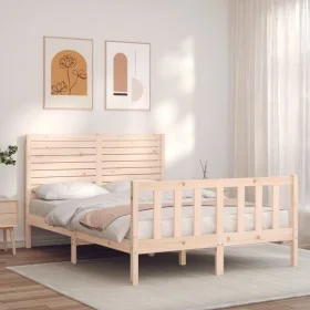 Estructura de cama con cabecero madera maciza 120x200 cm de vidaXL, Camas y somieres - Ref: Foro24-3193201, Precio: 133,98 €,...