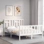 Estructura de cama con cabecero madera maciza blanco 140x200 cm de vidaXL, Camas y somieres - Ref: Foro24-3193142, Precio: 13...
