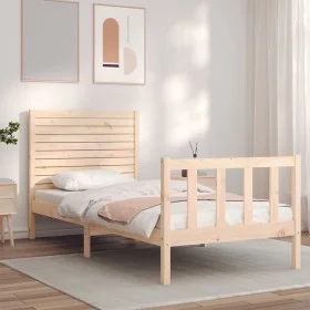 Estructura de cama con cabecero madera maciza 90x200 cm de vidaXL, Camas y somieres - Ref: Foro24-3193191, Precio: 107,45 €, ...