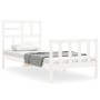 Estructura de cama con cabecero madera maciza blanco 90x200 cm de vidaXL, Camas y somieres - Ref: Foro24-3193062, Precio: 95,...