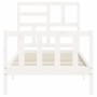 Estructura de cama con cabecero madera maciza blanco 90x200 cm de vidaXL, Camas y somieres - Ref: Foro24-3193062, Precio: 95,...