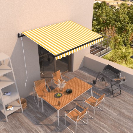 Toldo retráctil automático amarillo y blanco 350x250 cm en Toldos | Comprar online en Foru.es