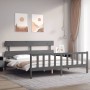 Estructura de cama con cabecero madera maciza gris 200x200 cm de vidaXL, Camas y somieres - Ref: Foro24-3193293, Precio: 168,...