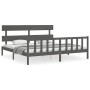 Estructura de cama con cabecero madera maciza gris 200x200 cm de vidaXL, Camas y somieres - Ref: Foro24-3193293, Precio: 168,...