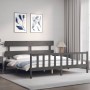 Estructura de cama con cabecero madera maciza gris 200x200 cm de vidaXL, Camas y somieres - Ref: Foro24-3193293, Precio: 168,...