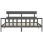 Estructura de cama con cabecero madera maciza gris 200x200 cm de vidaXL, Camas y somieres - Ref: Foro24-3193293, Precio: 168,...