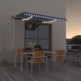 Toldo automático LED sensor de viento azul y blanco 400x300 cm en Toldos | Comprar online en Foru.es