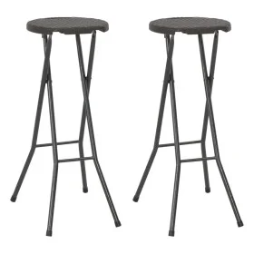 Taburetes jardín plegable 2 uds HDPE acero marrón look ratán de vidaXL, Sillas de jardín - Ref: Foro24-44559, Precio: 72,75 €...
