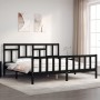 Estructura de cama con cabecero madera maciza negro 200x200 cm de vidaXL, Camas y somieres - Ref: Foro24-3193165, Precio: 204...