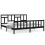 Estructura de cama con cabecero madera maciza negro 200x200 cm de vidaXL, Camas y somieres - Ref: Foro24-3193165, Precio: 204...