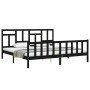 Estructura de cama con cabecero madera maciza negro 200x200 cm de vidaXL, Camas y somieres - Ref: Foro24-3193165, Precio: 204...