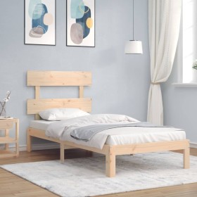 Estructura de cama con cabecero madera maciza 90x200 cm de vidaXL, Camas y somieres - Ref: Foro24-3193516, Precio: 89,20 €, D...