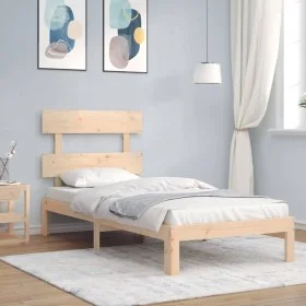 Estructura de cama con cabecero madera maciza 90x200 cm de vidaXL, Camas y somieres - Ref: Foro24-3193516, Precio: 88,08 €, D...