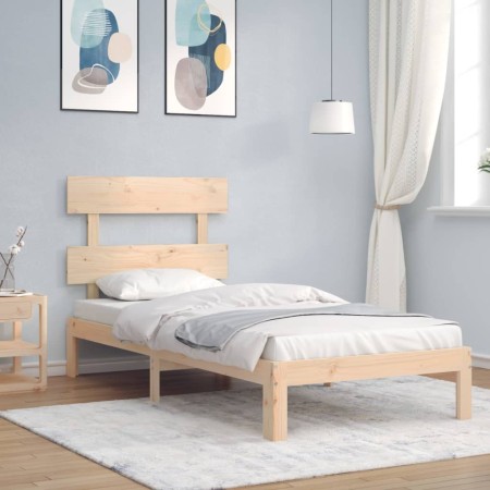 Estructura de cama con cabecero madera maciza 90x200 cm de vidaXL, Camas y somieres - Ref: Foro24-3193516, Precio: 89,20 €, D...