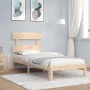 Bed frame with solid wood headboard 90x200 cm by vidaXL, Beds and slatted bases - Ref: Foro24-3193516, Price: 88,08 €, Discou...