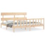 Estructura de cama de matrimonio con cabecero madera maciza de vidaXL, Camas y somieres - Ref: Foro24-3193286, Precio: 145,38...