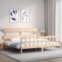 Estructura de cama de matrimonio con cabecero madera maciza de vidaXL, Camas y somieres - Ref: Foro24-3193286, Precio: 145,38...