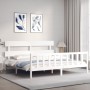Estructura de cama con cabecero madera maciza blanco 200x200 cm de vidaXL, Camas y somieres - Ref: Foro24-3193292, Precio: 15...