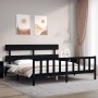 Estructura de cama con cabecero madera maciza negro 200x200 cm de vidaXL, Camas y somieres - Ref: Foro24-3193295, Precio: 204...
