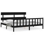Estructura de cama con cabecero madera maciza negro 200x200 cm de vidaXL, Camas y somieres - Ref: Foro24-3193295, Precio: 204...