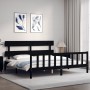 Estructura de cama con cabecero madera maciza negro 200x200 cm de vidaXL, Camas y somieres - Ref: Foro24-3193295, Precio: 204...