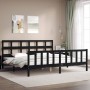 Estructura de cama con cabecero madera maciza negro 200x200 cm de vidaXL, Camas y somieres - Ref: Foro24-3193035, Precio: 208...