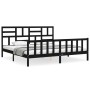 Estructura de cama con cabecero madera maciza negro 200x200 cm de vidaXL, Camas y somieres - Ref: Foro24-3193100, Precio: 203...