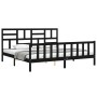 Estructura de cama con cabecero madera maciza negro 200x200 cm de vidaXL, Camas y somieres - Ref: Foro24-3193100, Precio: 203...