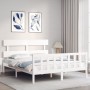 Estructura de cama con cabecero madera maciza blanco 160x200 cm de vidaXL, Camas y somieres - Ref: Foro24-3193282, Precio: 13...