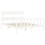 Estructura de cama con cabecero madera maciza blanco 160x200 cm de vidaXL, Camas y somieres - Ref: Foro24-3193282, Precio: 13...