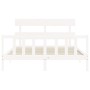 Estructura de cama con cabecero madera maciza blanco 160x200 cm de vidaXL, Camas y somieres - Ref: Foro24-3193282, Precio: 13...