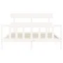 White solid wood bed frame with headboard 160x200 cm by vidaXL, Beds and slatted bases - Ref: Foro24-3193282, Price: 135,23 €...