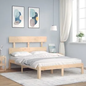 Bettgestell mit Massivholzkopfteil 120x200 cm von vidaXL, Betten und Lattenroste - Ref: Foro24-3193526, Preis: 112,09 €, Raba...