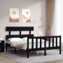 Estructura de cama con cabecero madera maciza negro 140x190 cm de vidaXL, Camas y somieres - Ref: Foro24-3193255, Precio: 169...