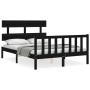 Estructura de cama con cabecero madera maciza negro 140x190 cm de vidaXL, Camas y somieres - Ref: Foro24-3193255, Precio: 169...