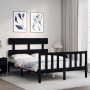 Estructura de cama con cabecero madera maciza negro 140x190 cm de vidaXL, Camas y somieres - Ref: Foro24-3193255, Precio: 169...