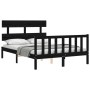 Estructura de cama con cabecero madera maciza negro 140x190 cm de vidaXL, Camas y somieres - Ref: Foro24-3193255, Precio: 169...