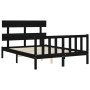 Estructura de cama con cabecero madera maciza negro 140x190 cm de vidaXL, Camas y somieres - Ref: Foro24-3193255, Precio: 169...